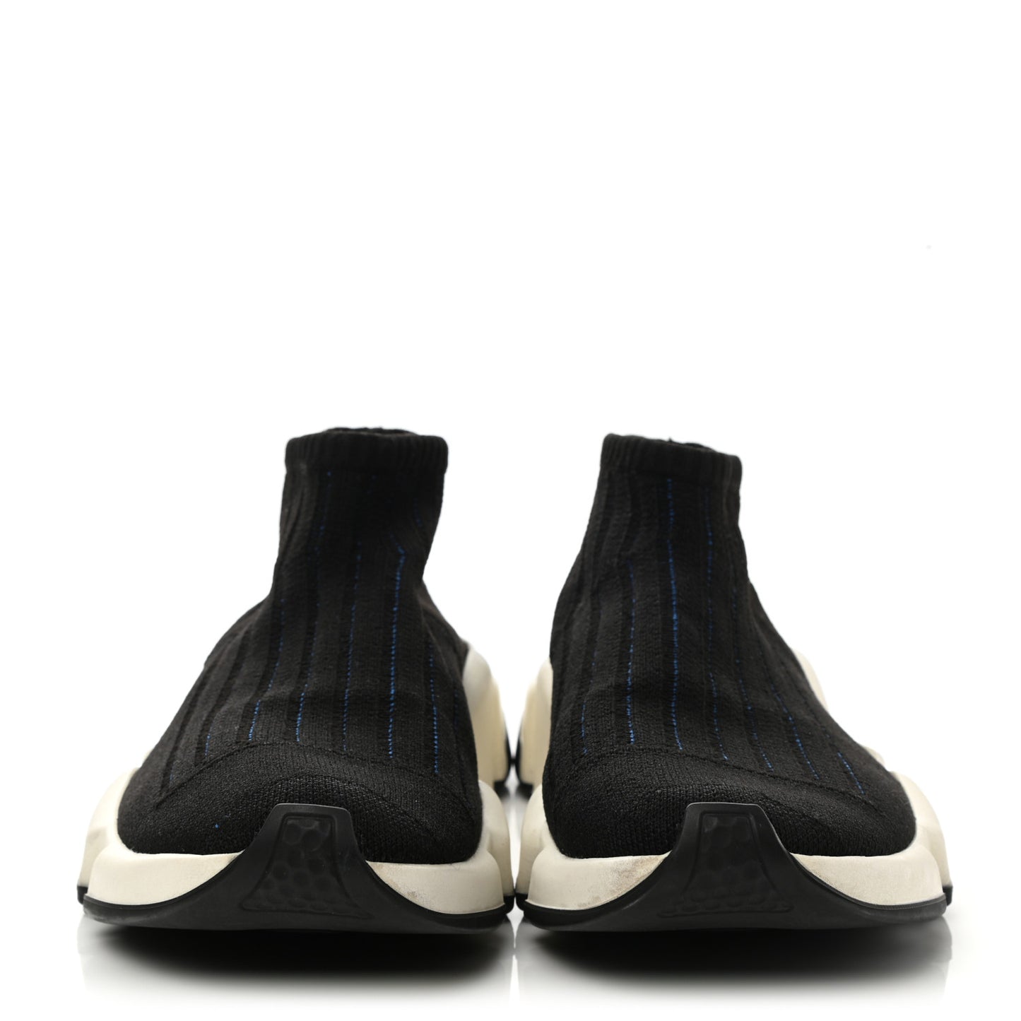 Ribbed Effect Knit Hi Speed Sneakers 35 Black Bleu