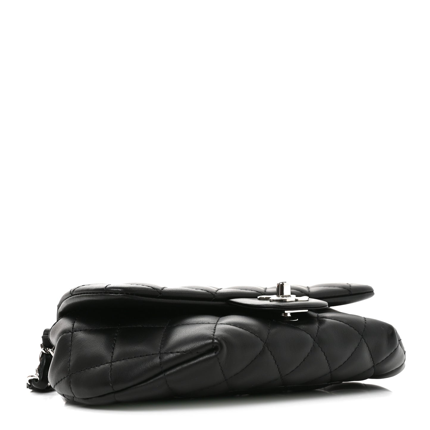Calfskin Quilted CC Uniform Flap Belt Bag Black