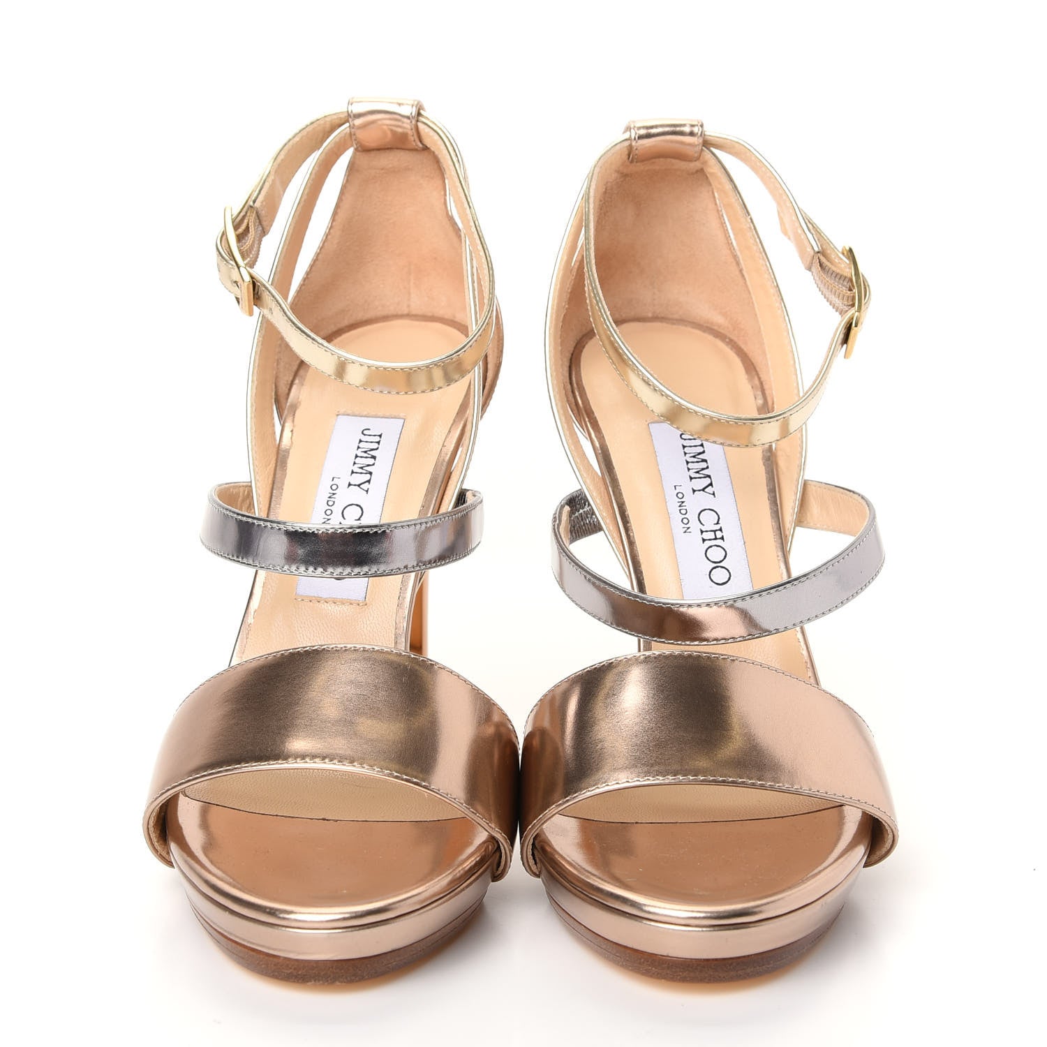 Jimmy Choo Metallic Calfskin Dose Sandals 38.5 Metallic Mix 2 of 9