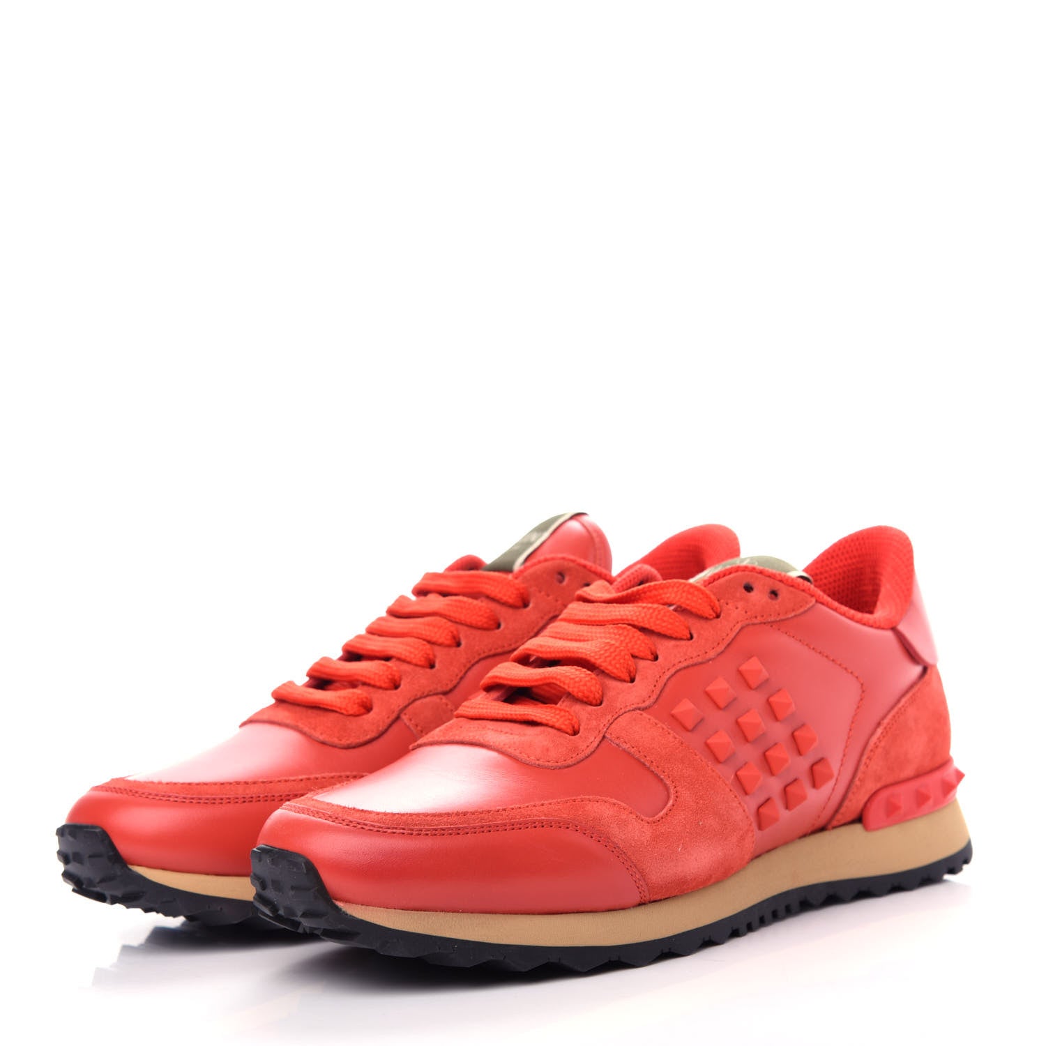 Valentino Garavani Calfskin Suede Rockstud Sneakers 39 Fragola 3 of 12