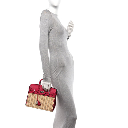 Hermes Wicker Swift Picnic Birkin 25 Naturel Framboise 2 of 13
