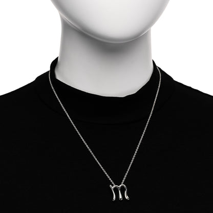 Tiffany Sterling Silver Elsa Peretti Letter M Pendant Necklace 2 of 6