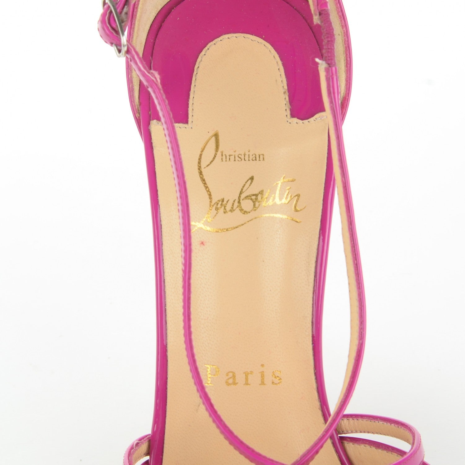 Christian Louboutin Patent Cross Blake 100 Pumps 37.5 Rose Indien 7 of 7