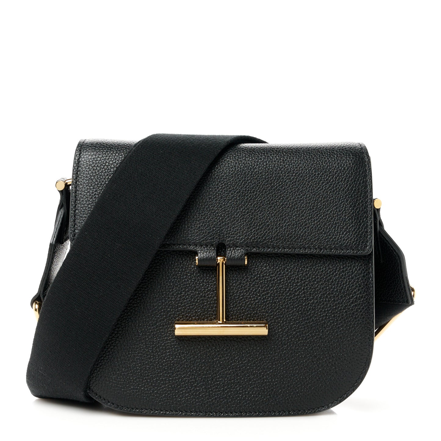 Grained Calfskin Mini T Clasp Tara Crossbody Bag Black