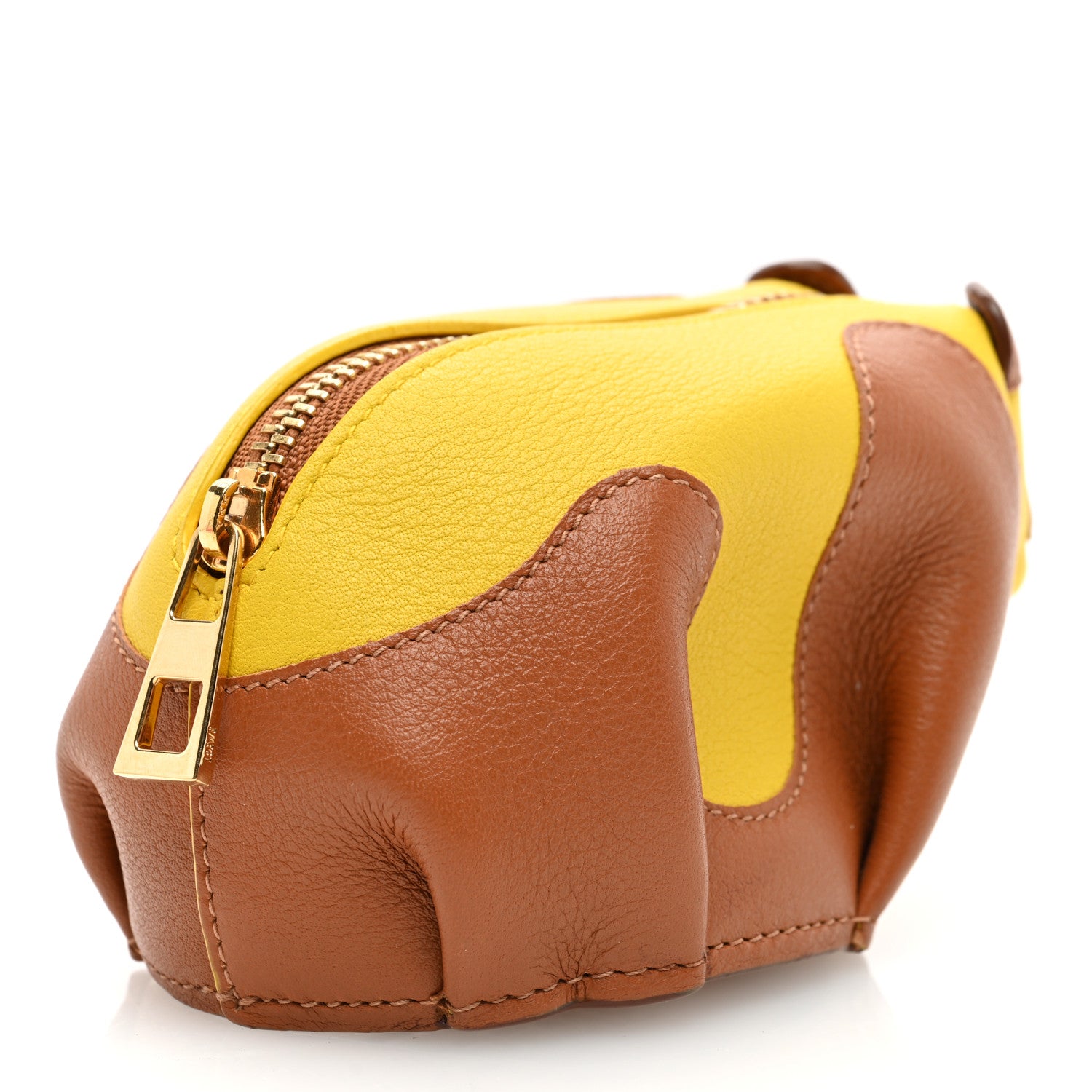 Loewe Calfskin Panda Coin Purse Yellow Brown 3 of 6
