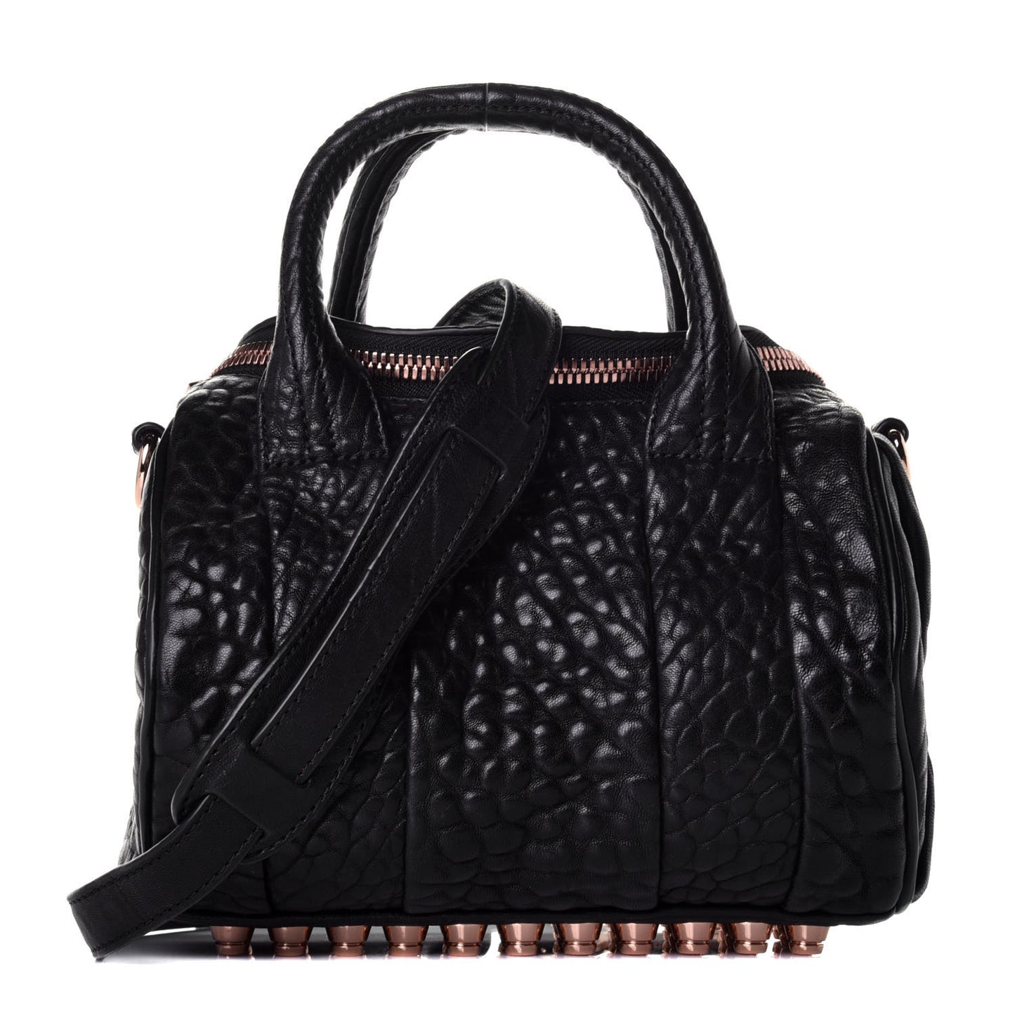 Pebbled Lambskin Mini Rockie Black Rose Gold Hardware