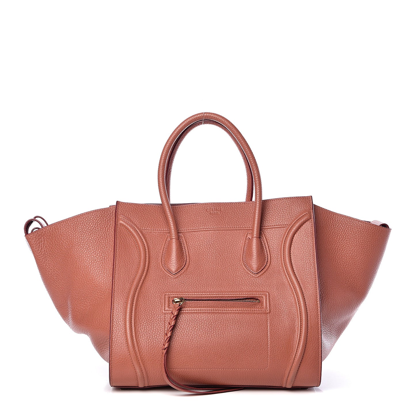 Shiny Grained Calfskin Medium Phantom Luggage Terracotta