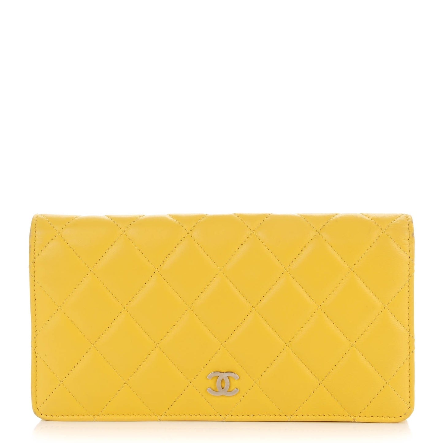 Lambskin Quilted Yen Wallet Yellow