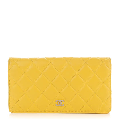 Chanel Lambskin Quilted Yen Wallet Yellow 1 of 9