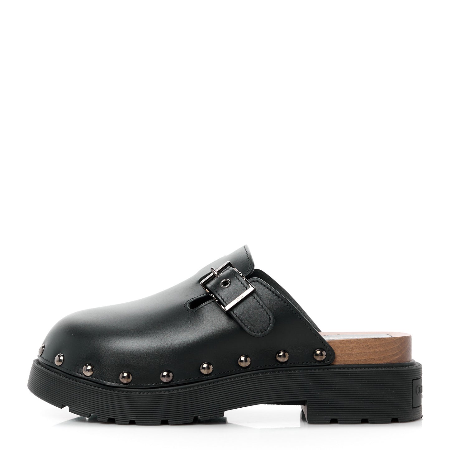 Calfskin Diorquake Buckled Lug Sole 15mm Clogs 41 Black