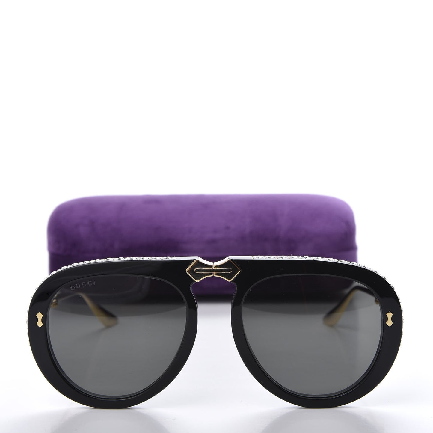 Acetate Crystal Foldable Aviator Sunglasses GG0307S Black