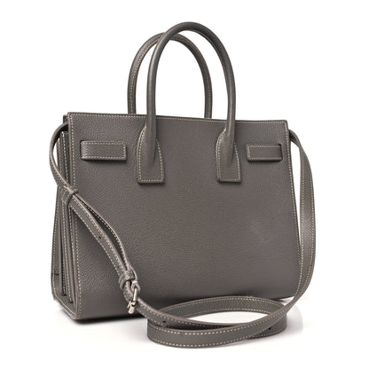 Saint Laurent Grained Calfskin Topstich Baby Sac De Jour Grey 4 of 15