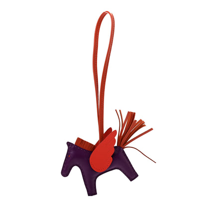 Hermes Milo Lambskin Grigri Rodeo Pegase Horse Bag Charm PM Violet Cornaline Capucine 1 of 4