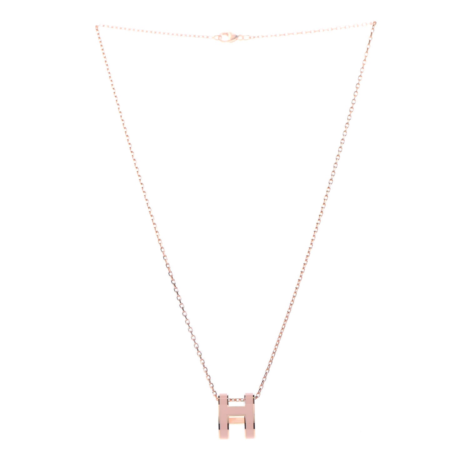 Hermes Lacquered Rose Gold Pop H Pendant Necklace Rose Dragee 2 of 5