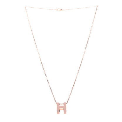 Hermes Lacquered Rose Gold Pop H Pendant Necklace Rose Dragee 2 of 5