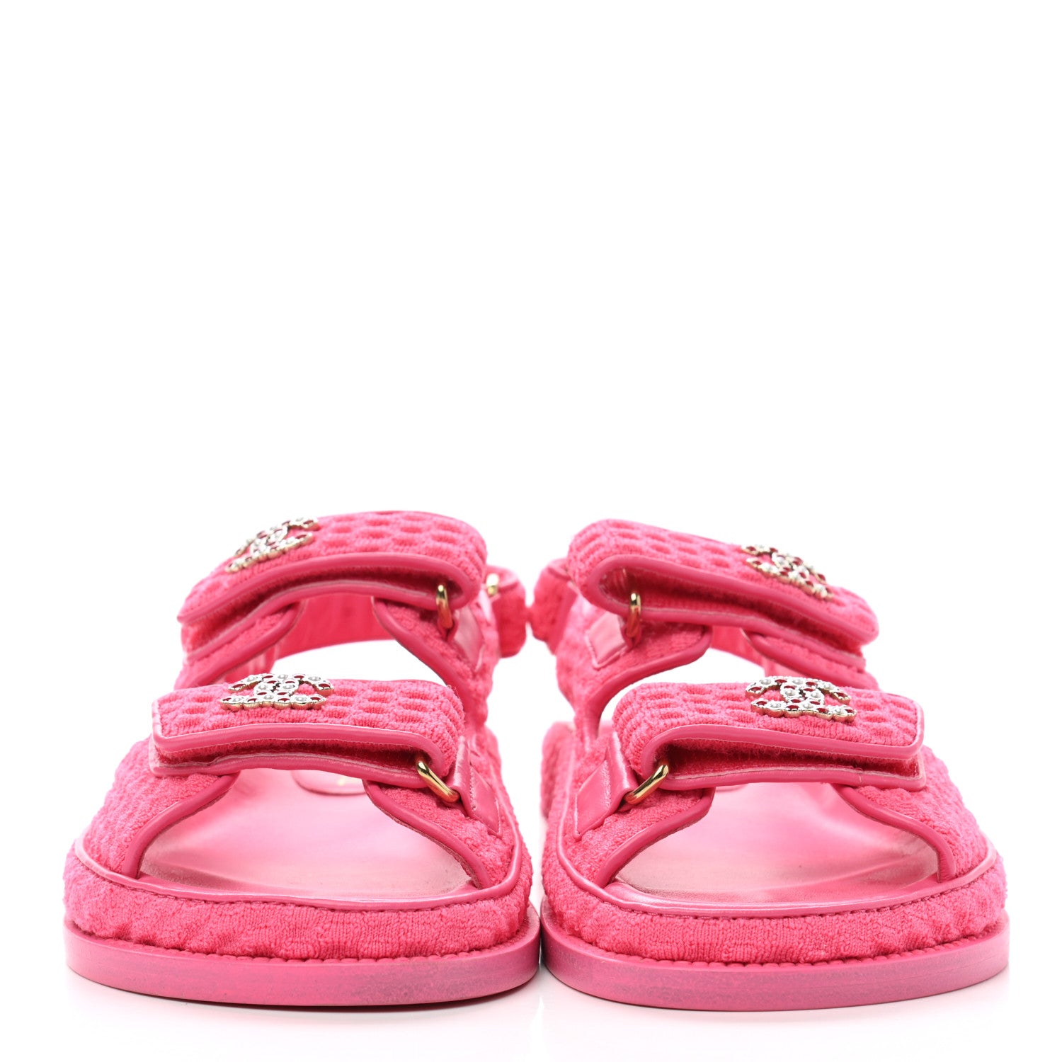 Chanel Knit Fabric Velcro Dad Sandals 35 Pink 2 of 9