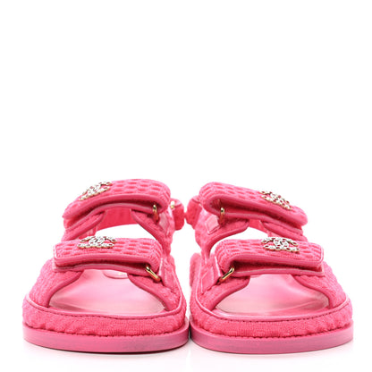 Chanel Knit Fabric Velcro Dad Sandals 35 Pink 2 of 9