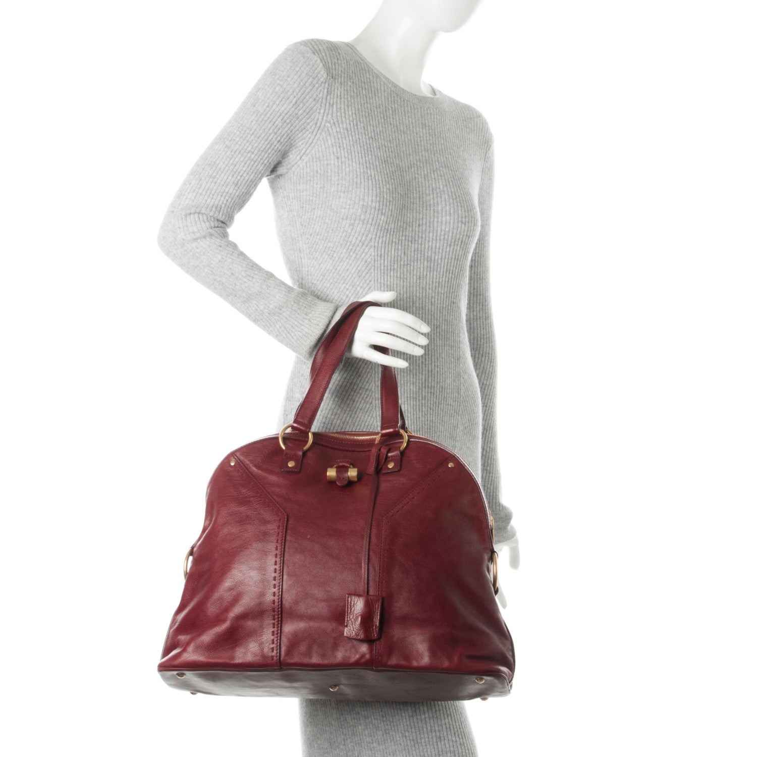 Saint Laurent Calfskin Oversized Muse Bordeaux 2 of 7