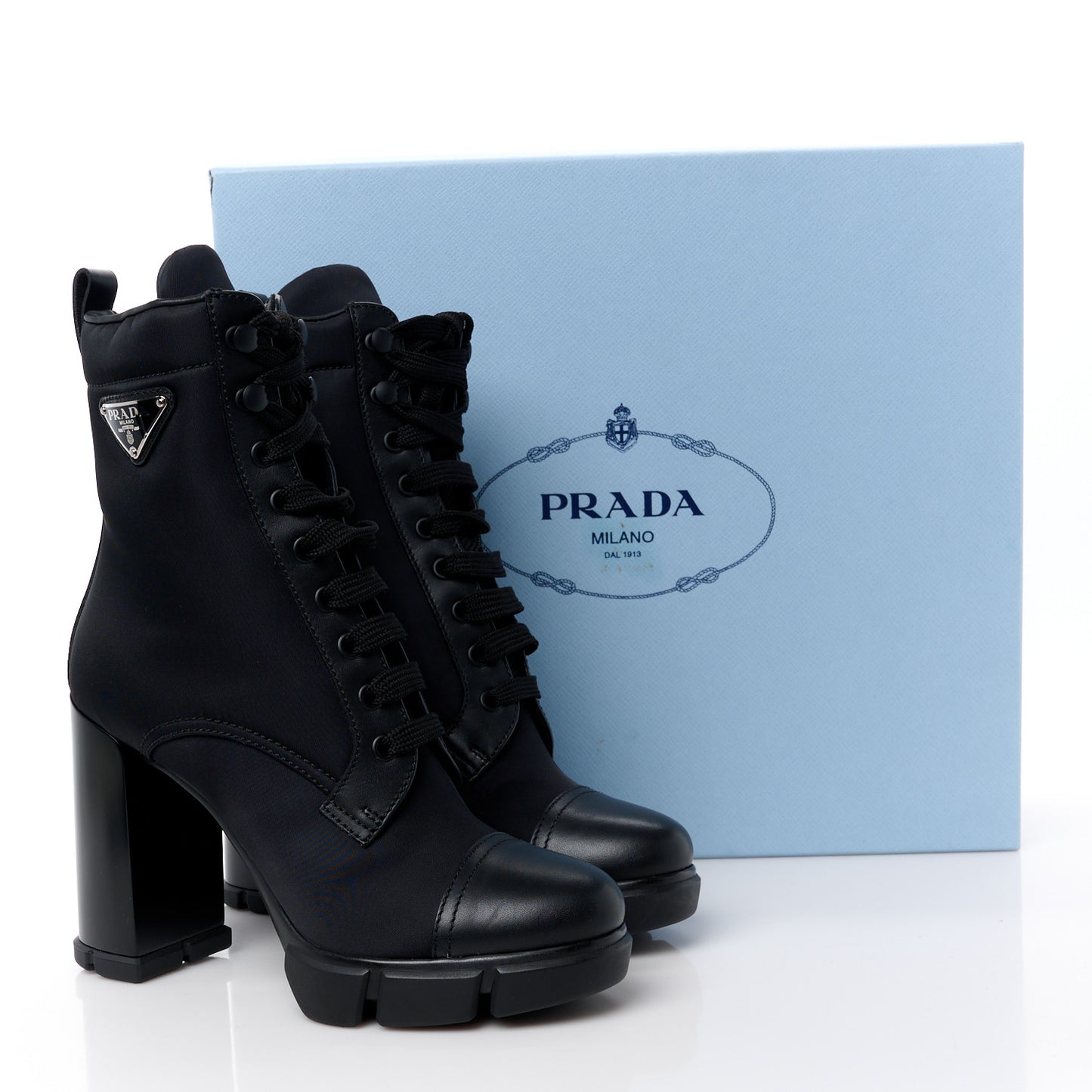 Spazzolato Re-Nylon Metal Triangle Logo 110mm Ankle Boots 37 Black