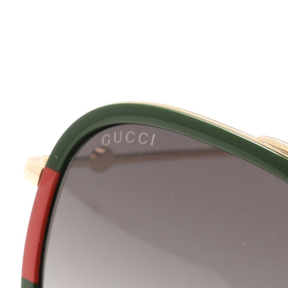 Gucci Metal Web Aviator Sunglasses GG0062S Green Red 6 of 6