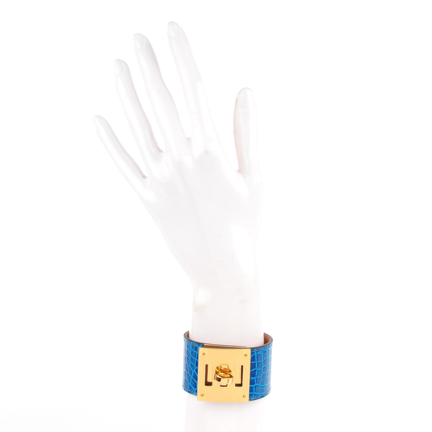 Shiny Alligator Kelly Dog Cuff Bleu Izmir