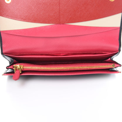 Prada Saffiano Colour Continental Flap Wallet Black 5 of 10