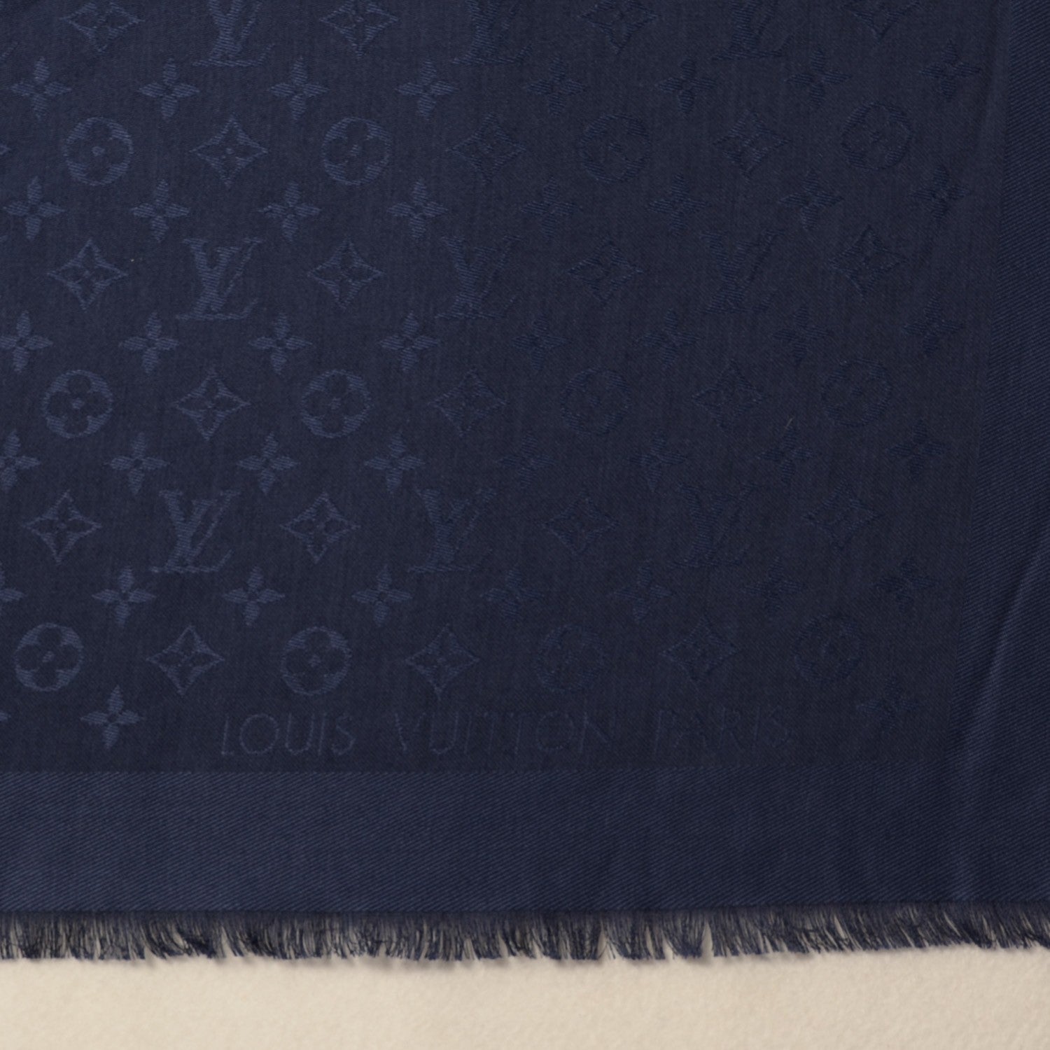 Louis Vuitton Wool Silk Monogram Shawl Blue Nuit 4 of 5