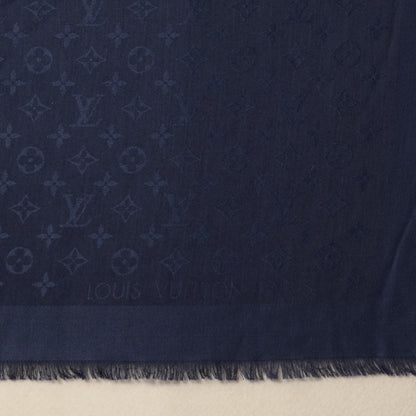 Louis Vuitton Wool Silk Monogram Shawl Blue Nuit 4 of 5