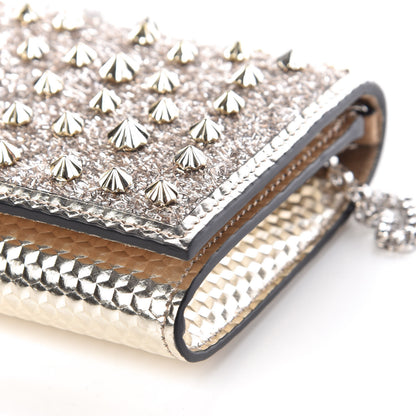 Christian Louboutin Patent Calfskin Pearl Boudoir Glitter Chain Wallet Platinum 11 of 11