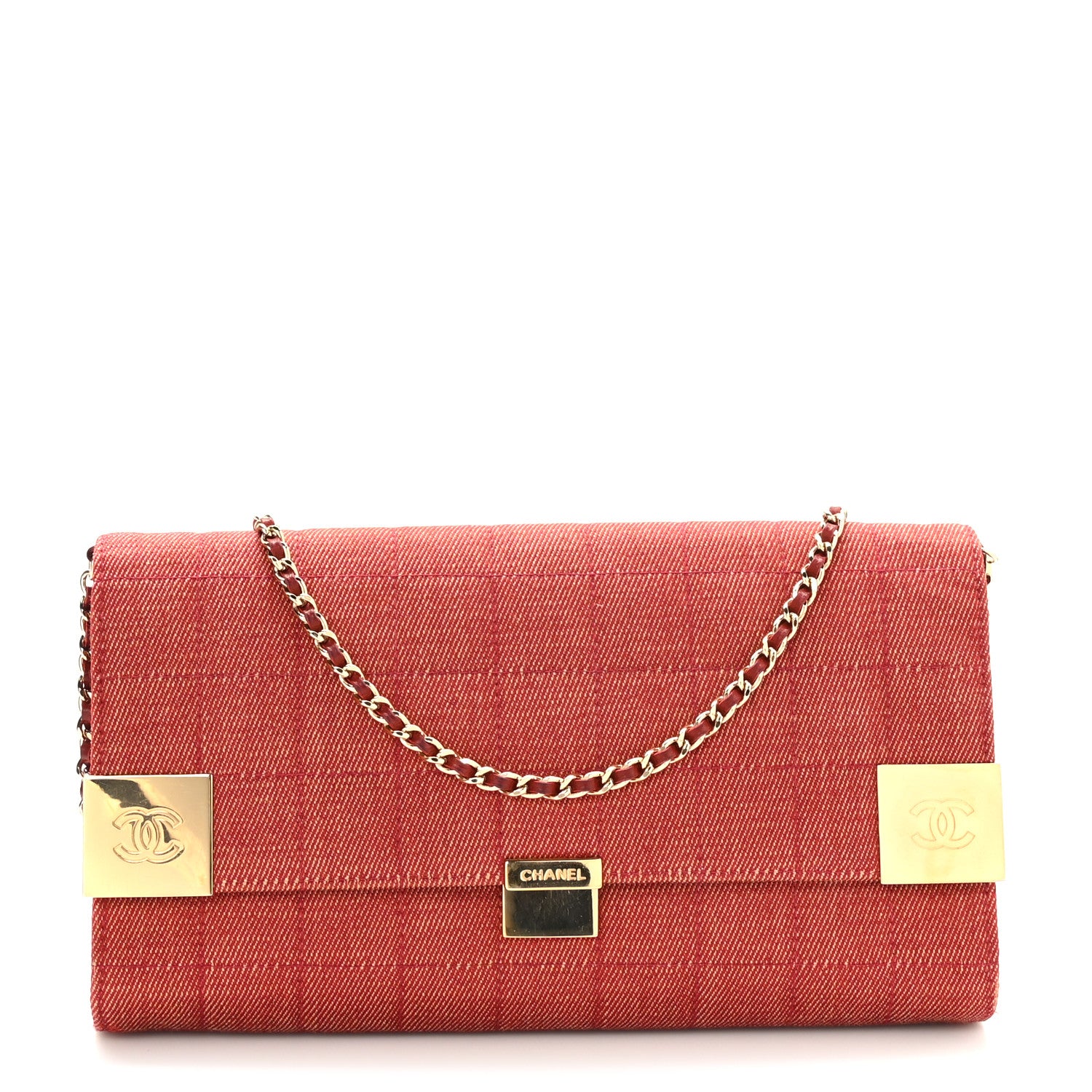 Chanel Denim Chocolate Bar Flap Red 1 of 9