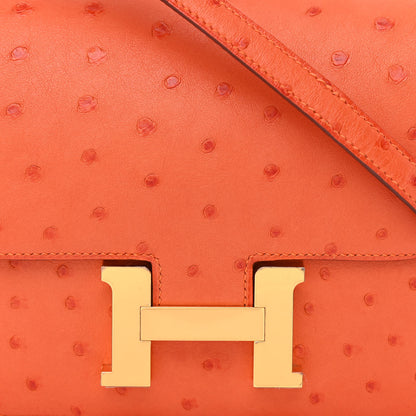 Hermes Ostrich Constance 18 Tangerine 8 of 11