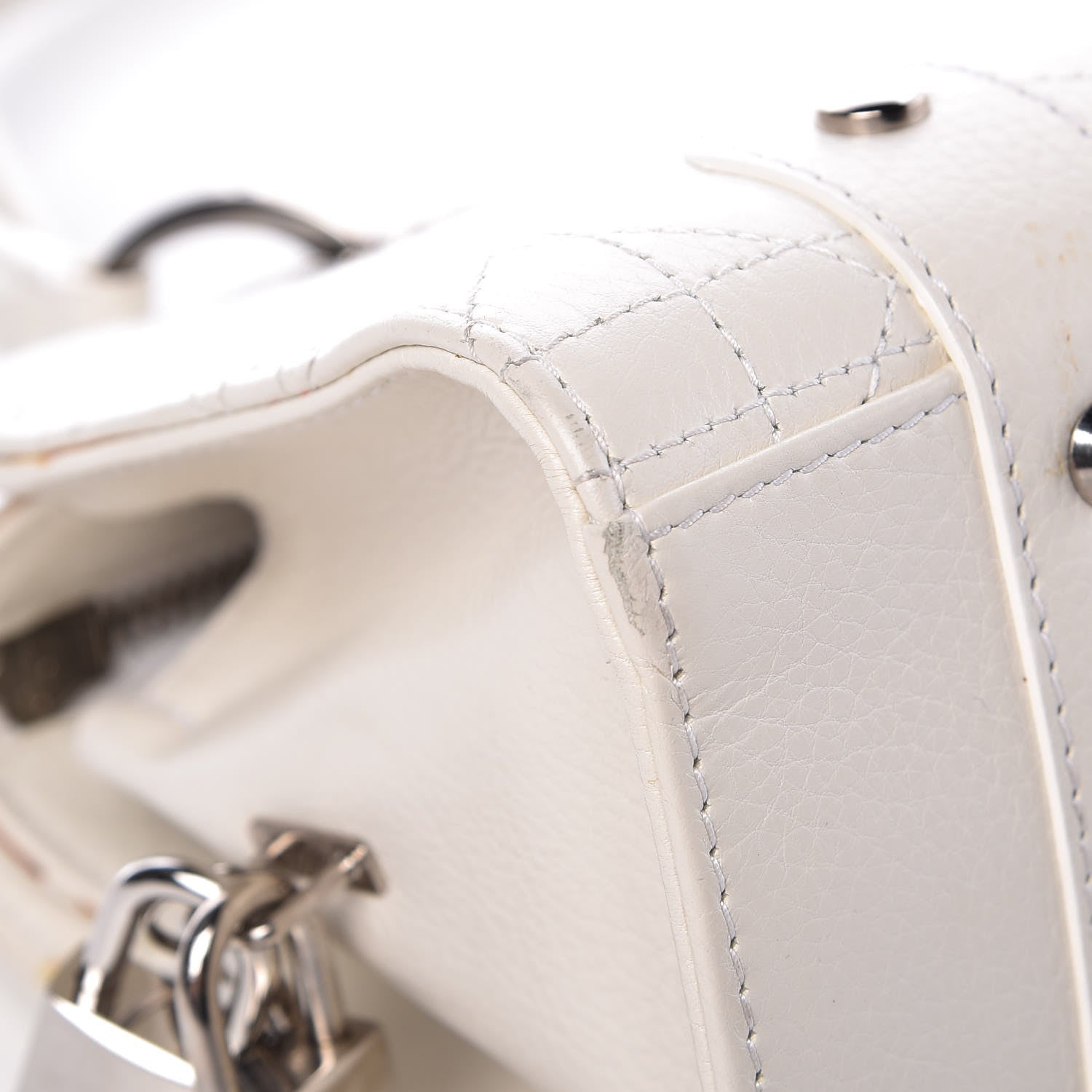 Christian Dior Calfskin Cannage Stitched East West Lady Dior White 10 of 29