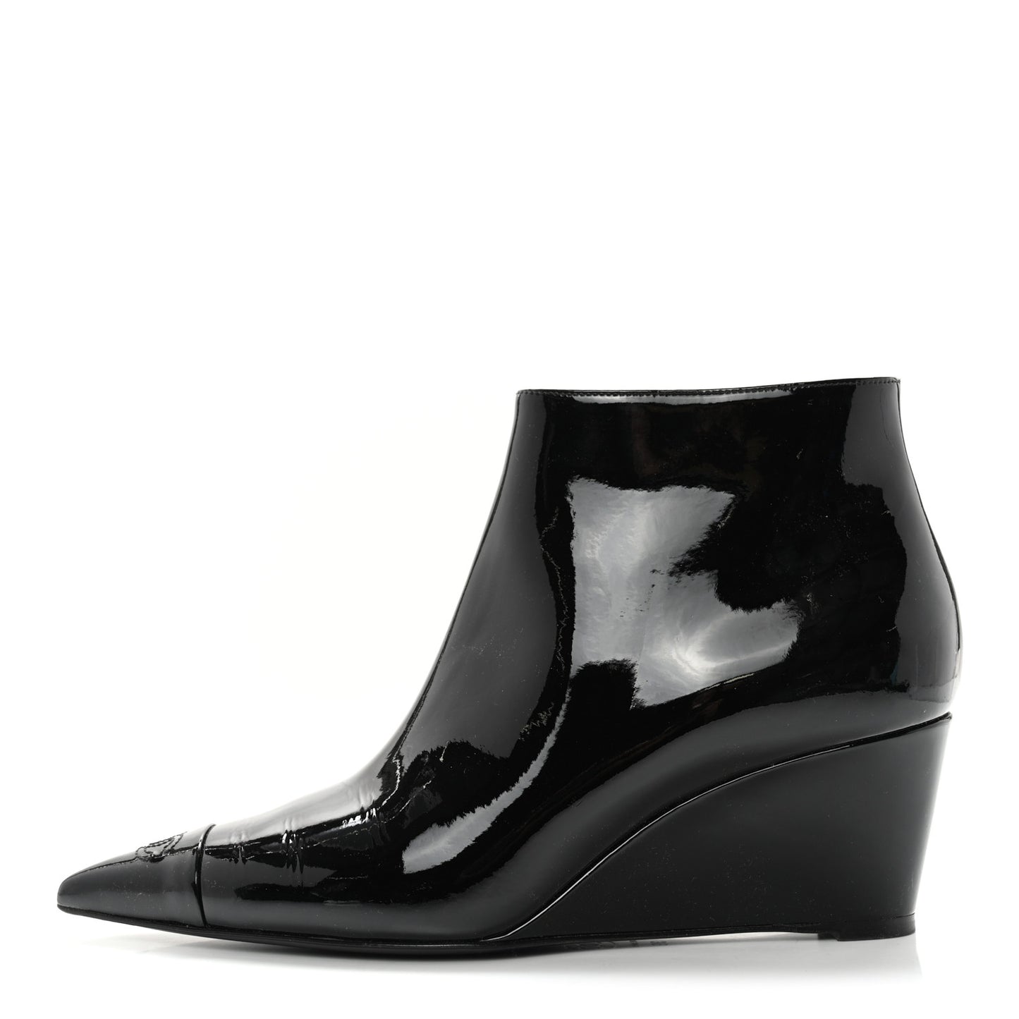 Patent Wedge Ankle Boots 39 Black