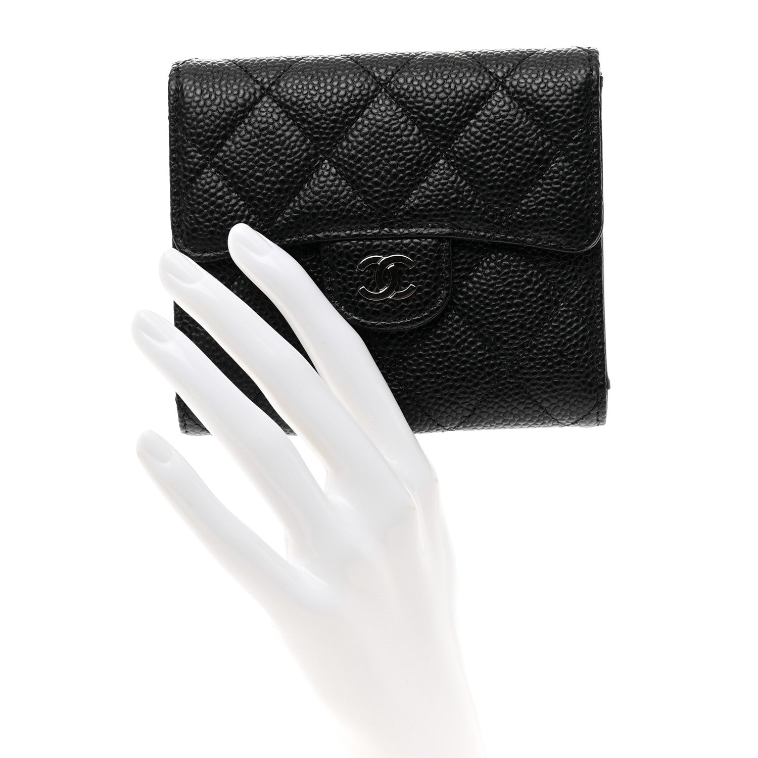 Chanel Caviar Quilted Compact Flap Wallet Black 2 of 9