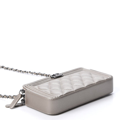 Chanel Metallic Caviar Quilted Small Boy Clutch With Chain Copper 3 of 11