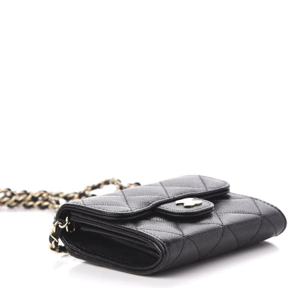 Chanel Caviar Quilted Flap Card Holder On Chain Black 9 of 12