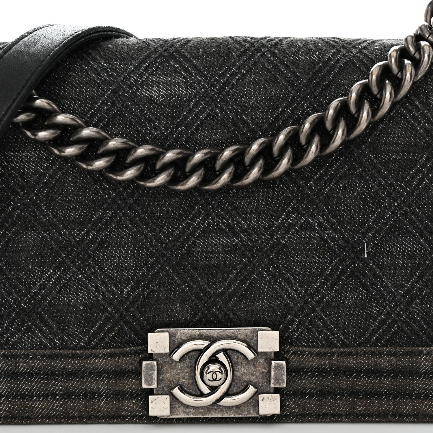 Chanel Denim Quilted Medium Boy Flap Black 8 of 13