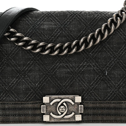Chanel Denim Quilted Medium Boy Flap Black 8 of 13