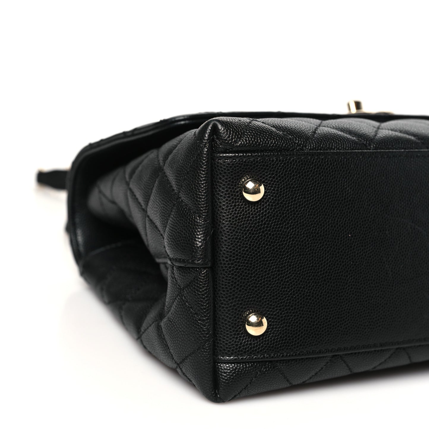 Caviar Quilted Small Coco Handle Flap Black