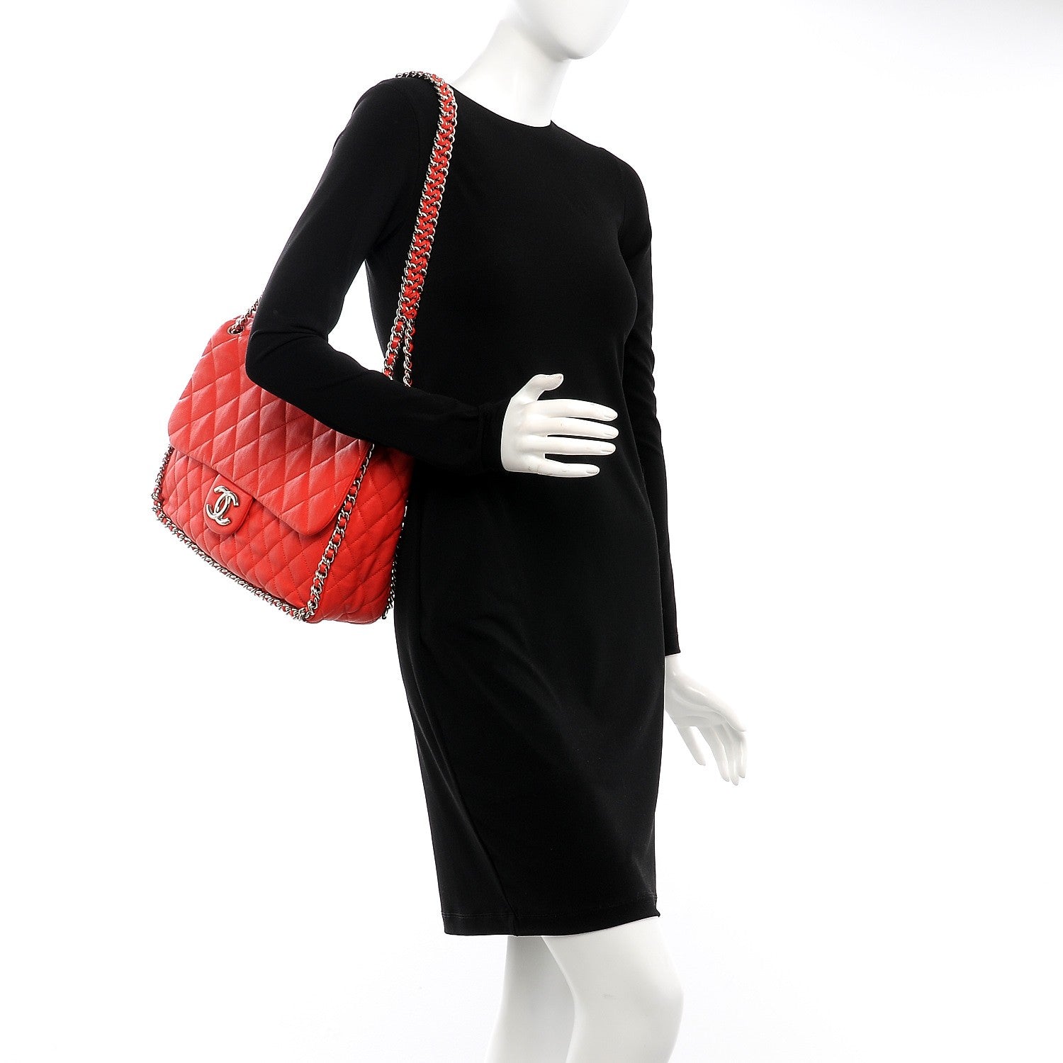 Chanel Washed Lambskin Quilted Maxi Chain Around Flap Red 2 of 7