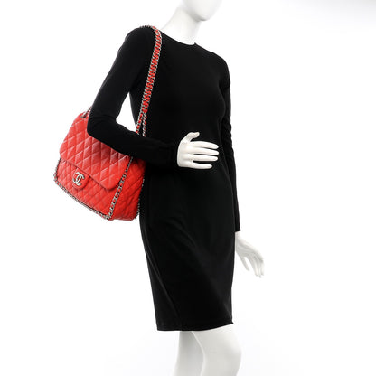 Chanel Washed Lambskin Quilted Maxi Chain Around Flap Red 2 of 7