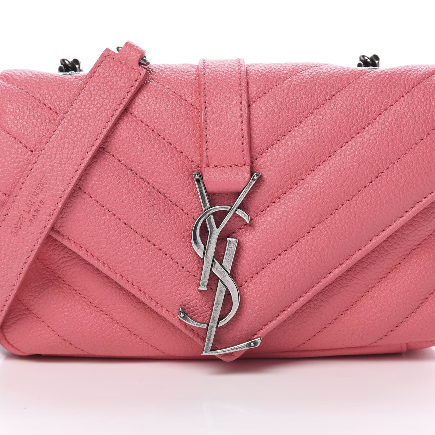 Grained Calfskin Matelassé Chevron Monogram Classic Baby Chain Bag Rose Dark