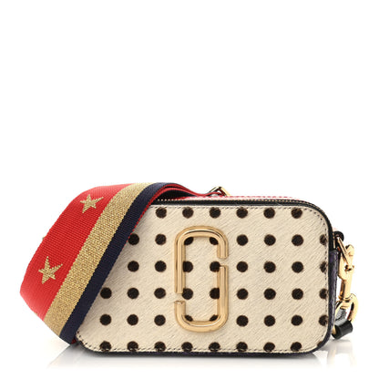Marc Jacobs Snakeskin Embossed Pony Hair Polka Dot Small Snapshot Camera Bag White Multicolor 1 of 10