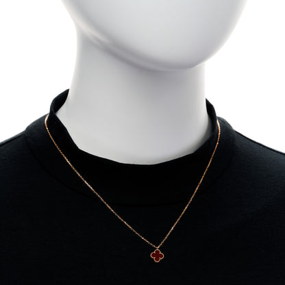 Van Cleef & Arpels 18K Rose Gold Carnelian Sweet Alhambra Pendant Necklace 2 of 6