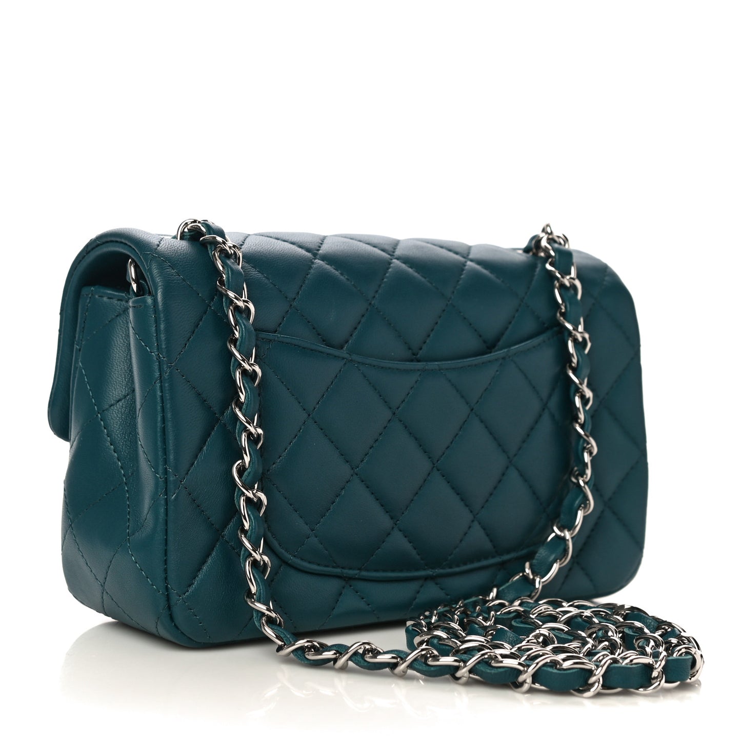 Lambskin Quilted Mini Rectangular Flap Dark Blue