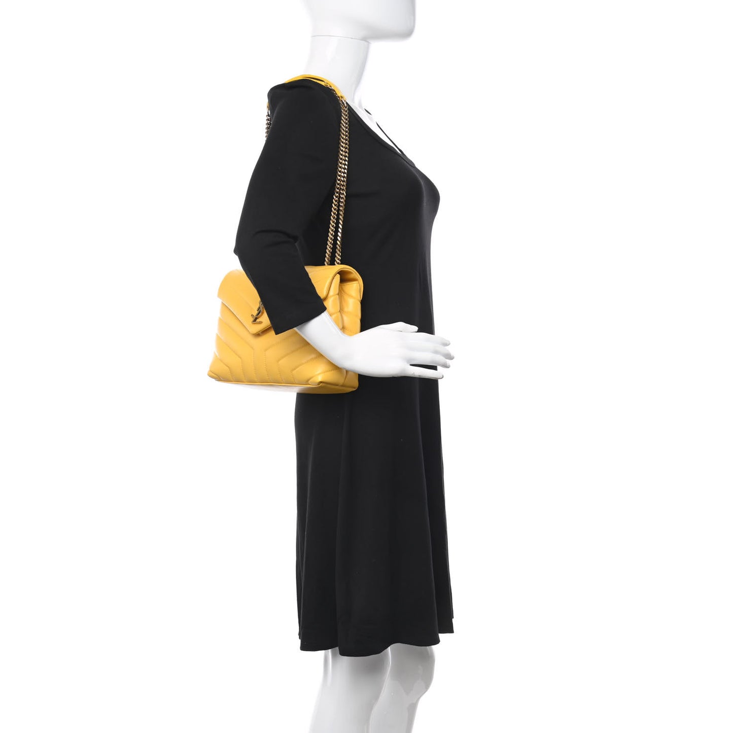 Calfskin Y Quilted Monogram Small Loulou Chain Satchel Sunflower