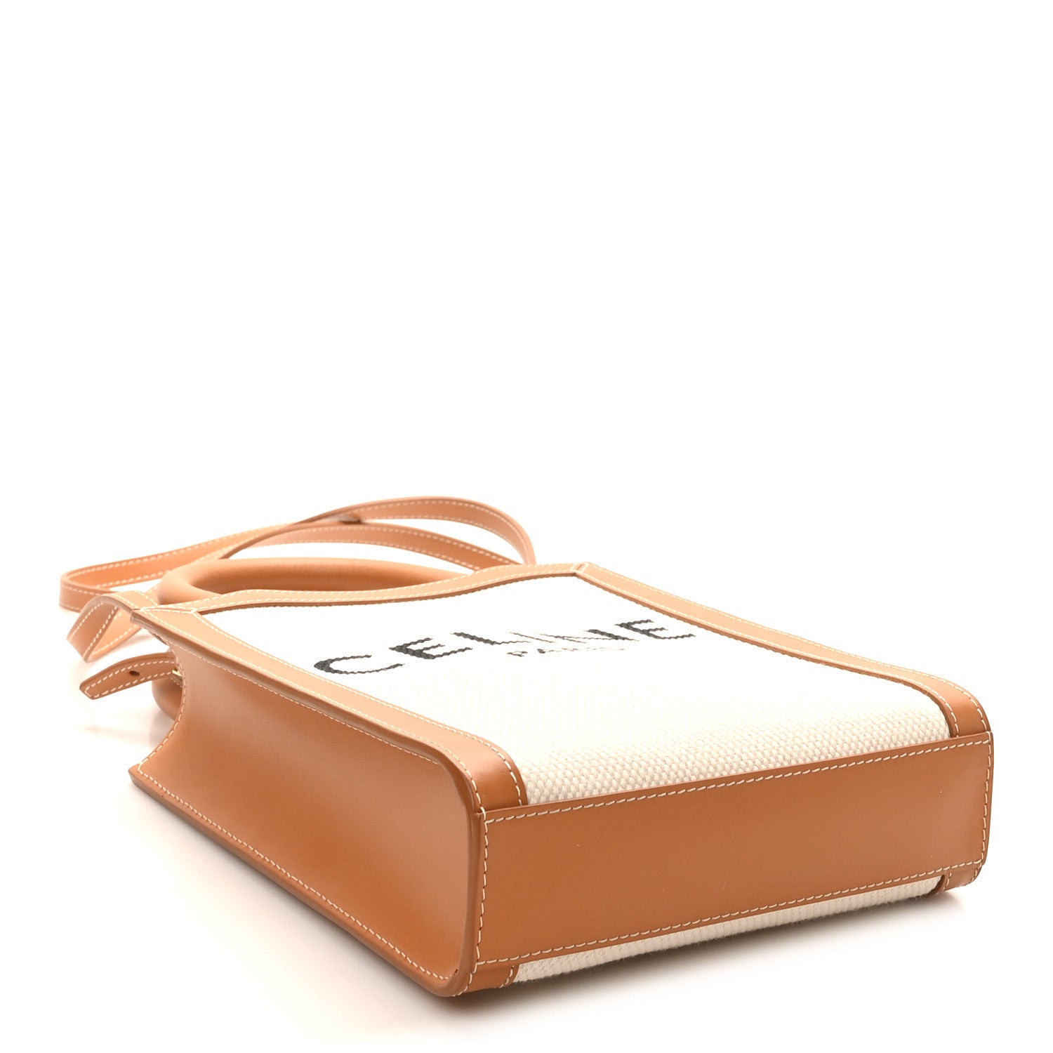 Celine Canvas Calfskin Mini Vertical Cabas Natural Tan 4 of 9