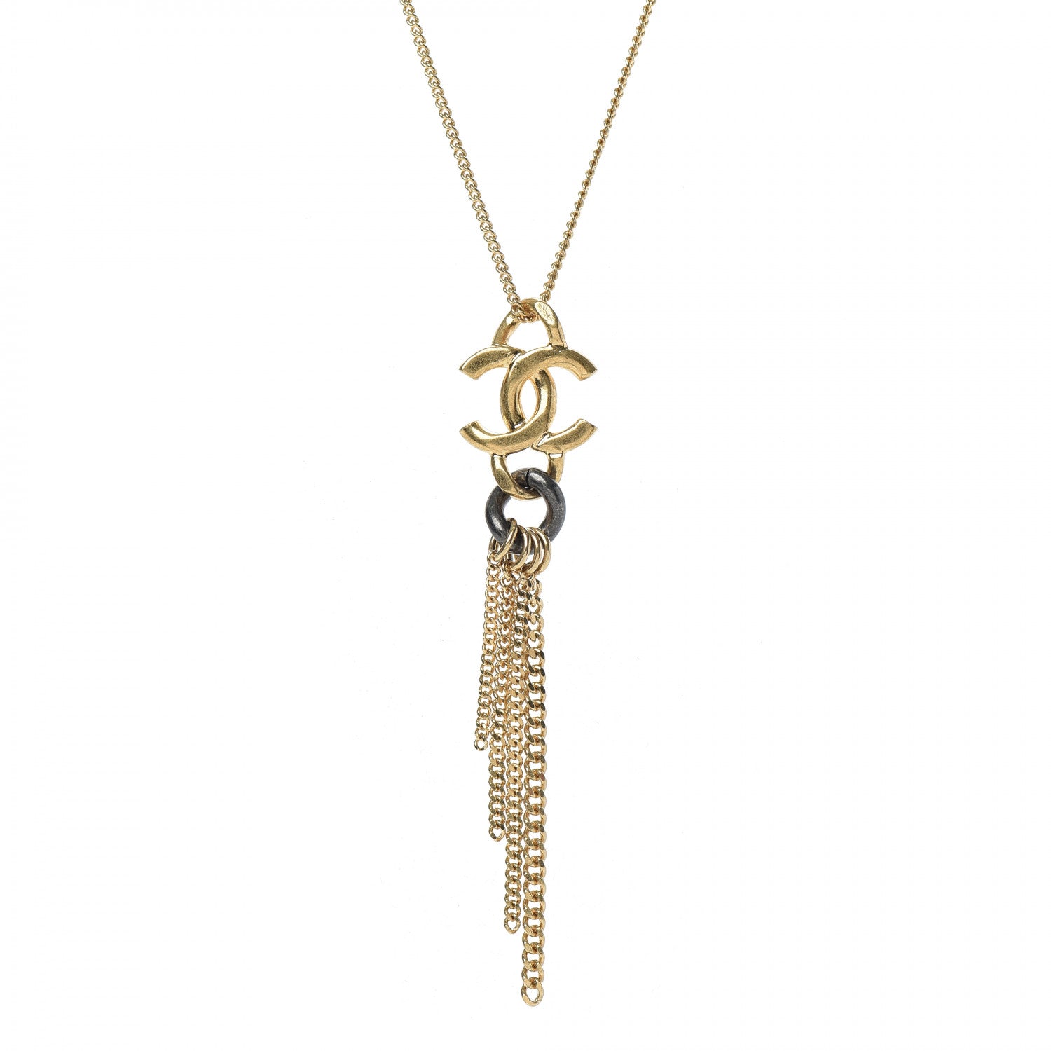 Chanel Chain CC Logo Pendant Necklace Gold 4 of 5