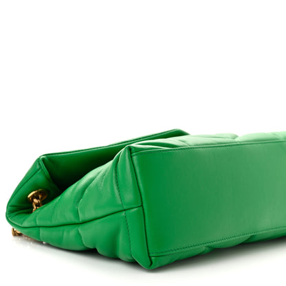 Saint Laurent Lambskin Quilted Small Loulou Puffer Monogram Chain Satchel New Vert 9 of 11
