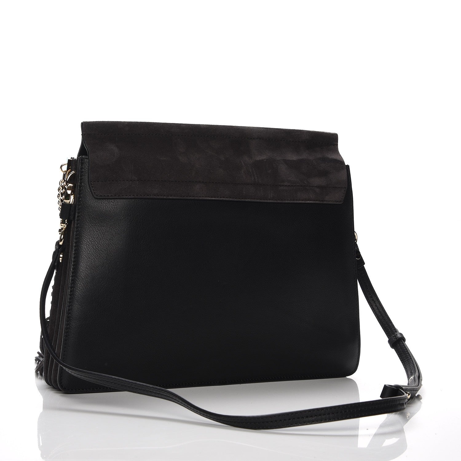 Chloe Calfskin Suede Medium Faye Tassel Shoulder Bag Black 9 of 13